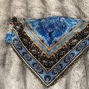 Blue and Gold Paisley Scarf top